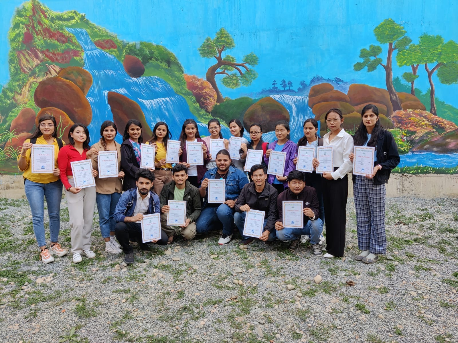 Students after getting GIS training certificate,BRCS has organized one week basic GIS training at Kathmandu